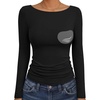 image:imageANRABESS Womens Long Sleeve Shirts Built in Bra Top  Slim Fit Crew Neck Basic Tee Soft Comfy Breathable Casual Wear Going Out Travel Daily Spring Fall Layer Trendy OutfitsBlack