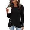 image:imageANRABESS Womens Long Sleeve Shirts Waffle Knit Tunic Top  Wrap Buttons SideSoft Lightweight SweaterCute with LeggingsFall Spring Outfits for Work Travel All Day WearBlack