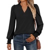 image:imageANRABESS Womens Puff Long Sleeve Shirts V Neck Loose TShirts Dressy Casual Work Blouses 2026 Fall Tops Trendy ClothesBlack