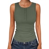 image:imageANRABESS Womens Sleeveless Henley High Neck Tank Top  Ribbed Slim Fit Shirts Racerback Summer Casual Daily Life amp Workouts Beach Vacation ClothesArmy Green
