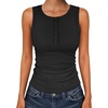 image:imageANRABESS Womens Sleeveless Henley High Neck Tank Top  Ribbed Slim Fit Shirts Racerback Summer Casual Daily Life amp Workouts Beach Vacation ClothesBlack