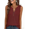 image:imageANRABESS Womens Tank Top Waffle Knit Sleeveless Henley Shirts 2026 Summer Loose Button Up V Neck Dressy Casual Tops ClothesBirck Red