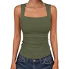 image:imageANRABESS Womens Tank Tops Square Neck Thick Straps Sleeveless Summer Slim Fit Shirts Knit Basic Tee Work amp Vacation ClothesArmy Green