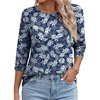 image:imageANRABESS Womens Tops 34 Sleeve Dressy Casual Blouses with Buttons Summer Eyelet Business Shirts Tunics 2026 Spring ClothesDeep Blue White Floral