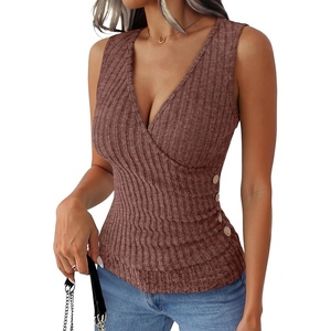 image:imageANRABESS Tank Tops for Women V Neck Sleeveless Sexy Top Ribbed Slim Fitted Tanks 2026 Casual Summer Daily Wear amp Going OutRust Orange