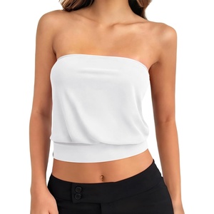 image:imageANRABESS Tube Tops for Women Bandeau Strapless Cropped Banded Hem 2026 Summer ClothesWhite