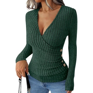 image:imageANRABESS Women Long Sleeve V Neck Shirts  Comfy Soft Sexy SweaterSlim Fit Wrap Top Daily Work Office Vacation Outfits Casual Dressy Spring Fall WinterGreen