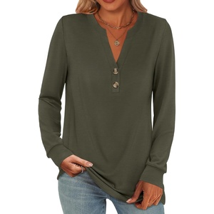 image:imageANRABESS Womens Long Sleeve Shirts 2026 Spring Fashion Dressy Casual Tops Trendy Henley Blouses Cute Work Outfits ClothesArmy Green