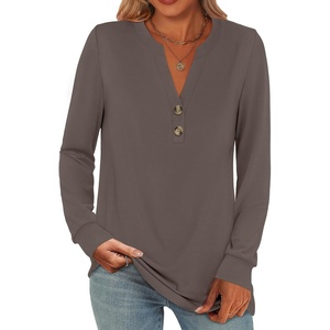 image:imageANRABESS Womens Long Sleeve Shirts 2026 Spring Fashion Dressy Casual Tops Trendy Henley Blouses Cute Work Outfits ClothesBrown