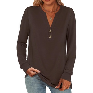 image:imageANRABESS Womens Long Sleeve Shirts 2026 Spring Fashion Dressy Casual Tops Trendy Henley Blouses Cute Work Outfits ClothesCoffee