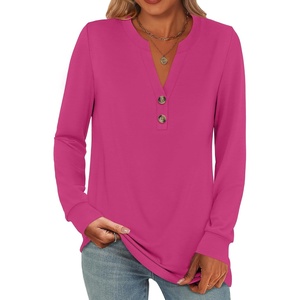 image:imageANRABESS Womens Long Sleeve Shirts 2026 Spring Fashion Dressy Casual Tops Trendy Henley Blouses Cute Work Outfits ClothesHot Pink