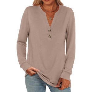 image:imageANRABESS Womens Long Sleeve Shirts 2026 Spring Fashion Dressy Casual Tops Trendy Henley Blouses Cute Work Outfits ClothesLight Brown