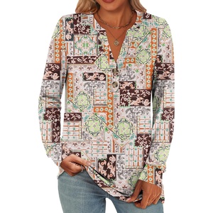 image:imageANRABESS Womens Long Sleeve Shirts 2026 Spring Fashion Dressy Casual Tops Trendy Henley Blouses Cute Work Outfits ClothesMix Color Block
