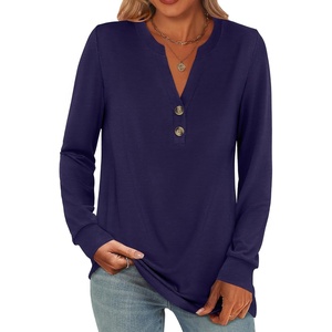 image:imageANRABESS Womens Long Sleeve Shirts 2026 Spring Fashion Dressy Casual Tops Trendy Henley Blouses Cute Work Outfits ClothesNavy Blue