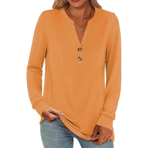 image:imageANRABESS Womens Long Sleeve Shirts 2026 Spring Fashion Dressy Casual Tops Trendy Henley Blouses Cute Work Outfits ClothesOrange