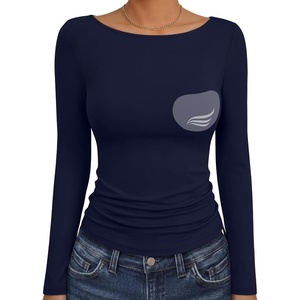 image:imageANRABESS Womens Long Sleeve Shirts Built in Bra Top  Slim Fit Crew Neck Basic Tee Soft Comfy Breathable Casual Wear Going Out Travel Daily Spring Fall Layer Trendy OutfitsNavy Blue