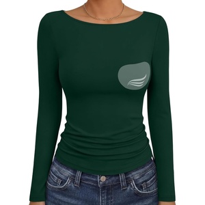 image:imageANRABESS Womens Long Sleeve Shirts Built in Bra Top  Slim Fit Crew Neck Basic Tee Soft Comfy Breathable Casual Wear Going Out Travel Daily Spring Fall Layer Trendy OutfitsForest