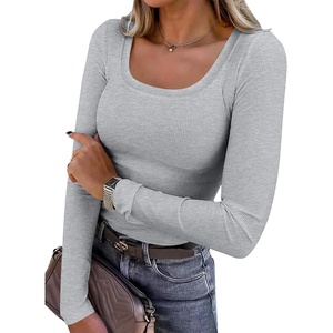 image:imageANRABESS Womens Long Sleeve Shirts Scoop Neck Ribbed Knit Slim Fitted Tops Casual Basic Tee 2026 Fall Fashion Outfits ClothesGrey