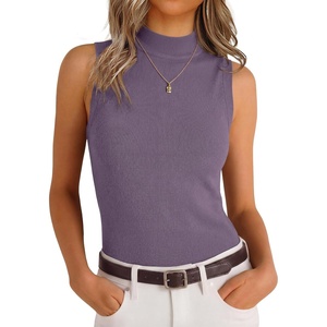 image:imageANRABESS Womens Mock Neck Tank Tops  Sleeveless Fitted Sweater Shirts Soft Knit Wool Blend Dressy Casual Business Work Office Clothes Summer Fall TransitionGrey Purple