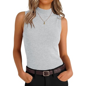 image:imageANRABESS Womens Mock Neck Tank Tops  Sleeveless Fitted Sweater Shirts Soft Knit Wool Blend Dressy Casual Business Work Office Clothes Summer Fall TransitionGrey