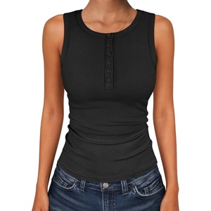 image:imageANRABESS Womens Sleeveless Henley High Neck Tank Top  Ribbed Slim Fit Shirts Racerback Summer Casual Daily Life amp Workouts Beach Vacation ClothesBlack