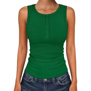 image:imageANRABESS Womens Sleeveless Henley High Neck Tank Top  Ribbed Slim Fit Shirts Racerback Summer Casual Daily Life amp Workouts Beach Vacation ClothesGreen