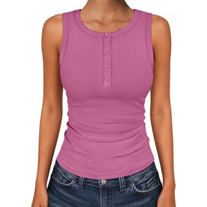 image:imageANRABESS Womens Sleeveless Henley High Neck Tank Top  Ribbed Slim Fit Shirts Racerback Summer Casual Daily Life amp Workouts Beach Vacation ClothesHot Pink