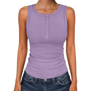 image:imageANRABESS Womens Sleeveless Henley High Neck Tank Top  Ribbed Slim Fit Shirts Racerback Summer Casual Daily Life amp Workouts Beach Vacation ClothesLight Purple