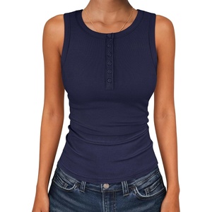 image:imageANRABESS Womens Sleeveless Henley High Neck Tank Top  Ribbed Slim Fit Shirts Racerback Summer Casual Daily Life amp Workouts Beach Vacation ClothesNavy Blue
