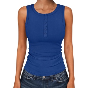image:imageANRABESS Womens Sleeveless Henley High Neck Tank Top  Ribbed Slim Fit Shirts Racerback Summer Casual Daily Life amp Workouts Beach Vacation ClothesRoyal Blue