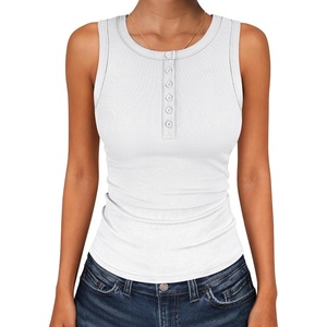 image:imageANRABESS Womens Sleeveless Henley High Neck Tank Top  Ribbed Slim Fit Shirts Racerback Summer Casual Daily Life amp Workouts Beach Vacation ClothesWhite