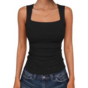 image:imageANRABESS Womens Tank Tops Square Neck Thick Straps Sleeveless Summer Slim Fit Shirts Knit Basic Tee Work amp Vacation ClothesBlack