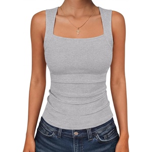 image:imageANRABESS Womens Tank Tops Square Neck Thick Straps Sleeveless Summer Slim Fit Shirts Knit Basic Tee Work amp Vacation ClothesGrey