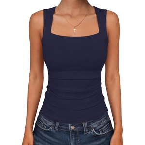 image:imageANRABESS Womens Tank Tops Square Neck Thick Straps Sleeveless Summer Slim Fit Shirts Knit Basic Tee Work amp Vacation ClothesNavy Blue