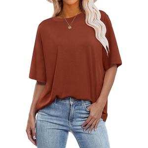 image:imageANRABESS Womens Tops Oversized T Shirts  Short Sleeve Crew Neck Summer Basic Tee Shirt Casual Loose Fit Trendy Fashion Clothes Going Out Outfits Work amp TravelBrick Red