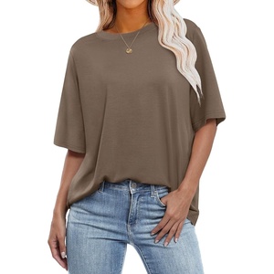 image:imageANRABESS Womens Tops Oversized T Shirts  Short Sleeve Crew Neck Summer Basic Tee Shirt Casual Loose Fit Trendy Fashion Clothes Going Out Outfits Work amp TravelLight Brown