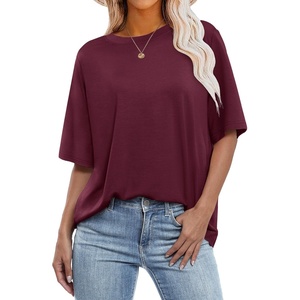 image:imageANRABESS Womens Tops Oversized T Shirts  Short Sleeve Crew Neck Summer Basic Tee Shirt Casual Loose Fit Trendy Fashion Clothes Going Out Outfits Work amp TravelDark Red