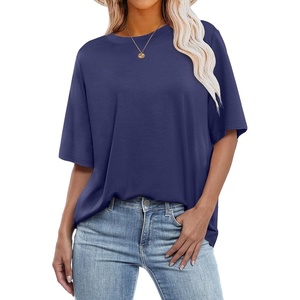 image:imageANRABESS Womens Tops Oversized T Shirts  Short Sleeve Crew Neck Summer Basic Tee Shirt Casual Loose Fit Trendy Fashion Clothes Going Out Outfits Work amp TravelNavy Blue