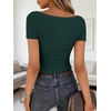 image:imageANRABESS Womens Boat Neck Short Sleeve Top Ribbed Knit Fitted T Shirts AllDay Comfy for Work Daily amp Summer Tee ShirtsForest