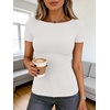 image:imageANRABESS Womens Boat Neck Short Sleeve Top Ribbed Knit Fitted T Shirts AllDay Comfy for Work Daily amp Summer Tee ShirtsWhite