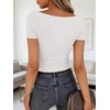 image:imageANRABESS Womens Boat Neck Short Sleeve Top Ribbed Knit Fitted T Shirts AllDay Comfy for Work Daily amp Summer Tee ShirtsWhite