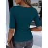 image:imageANRABESS Womens Half Sleeve Crewneck Tops Ribbed Knit Slim Fit Shirts Basic Tee 2026 Spring Summer Dressy Casual TShirtsIndigo