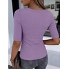 image:imageANRABESS Womens Half Sleeve Crewneck Tops Ribbed Knit Slim Fit Shirts Basic Tee 2026 Spring Summer Dressy Casual TShirtsLight Purple