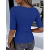 image:imageANRABESS Womens Half Sleeve Crewneck Tops Ribbed Knit Slim Fit Shirts Basic Tee 2026 Spring Summer Dressy Casual TShirtsRoyal Blue