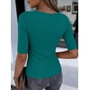 image:imageANRABESS Womens Half Sleeve Crewneck Tops Ribbed Knit Slim Fit Shirts Basic Tee 2026 Spring Summer Dressy Casual TShirtsTeal