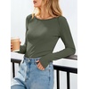 image:imageANRABESS Womens Long Sleeve Boat Neck Fitted Tops  Ribbed Slim Fit Basic Shirts Soft Stretchy Breathable Layer Tee Fall Winter Casual Work Travel Vacation Everyday WearArmy Green