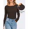 image:imageANRABESS Womens Long Sleeve Boat Neck Fitted Tops  Ribbed Slim Fit Basic Shirts Soft Stretchy Breathable Layer Tee Fall Winter Casual Work Travel Vacation Everyday WearCoffee