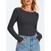 image:imageANRABESS Womens Long Sleeve Boat Neck Fitted Tops  Ribbed Slim Fit Basic Shirts Soft Stretchy Breathable Layer Tee Fall Winter Casual Work Travel Vacation Everyday WearDeep Grey