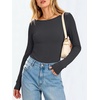 image:imageANRABESS Womens Long Sleeve Boat Neck Fitted Tops  Ribbed Slim Fit Basic Shirts Soft Stretchy Breathable Layer Tee Fall Winter Casual Work Travel Vacation Everyday WearDeep Grey