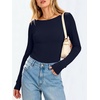 image:imageANRABESS Womens Long Sleeve Boat Neck Fitted Tops  Ribbed Slim Fit Basic Shirts Soft Stretchy Breathable Layer Tee Fall Winter Casual Work Travel Vacation Everyday WearNavy Blue